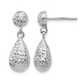 14K White Gold D/C Post Dangle Earrings
