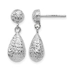 14K White Gold D/C Post Dangle Earrings