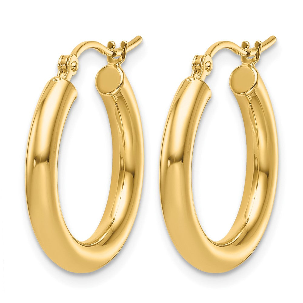 14K Polished 3mm Hoop Earrings