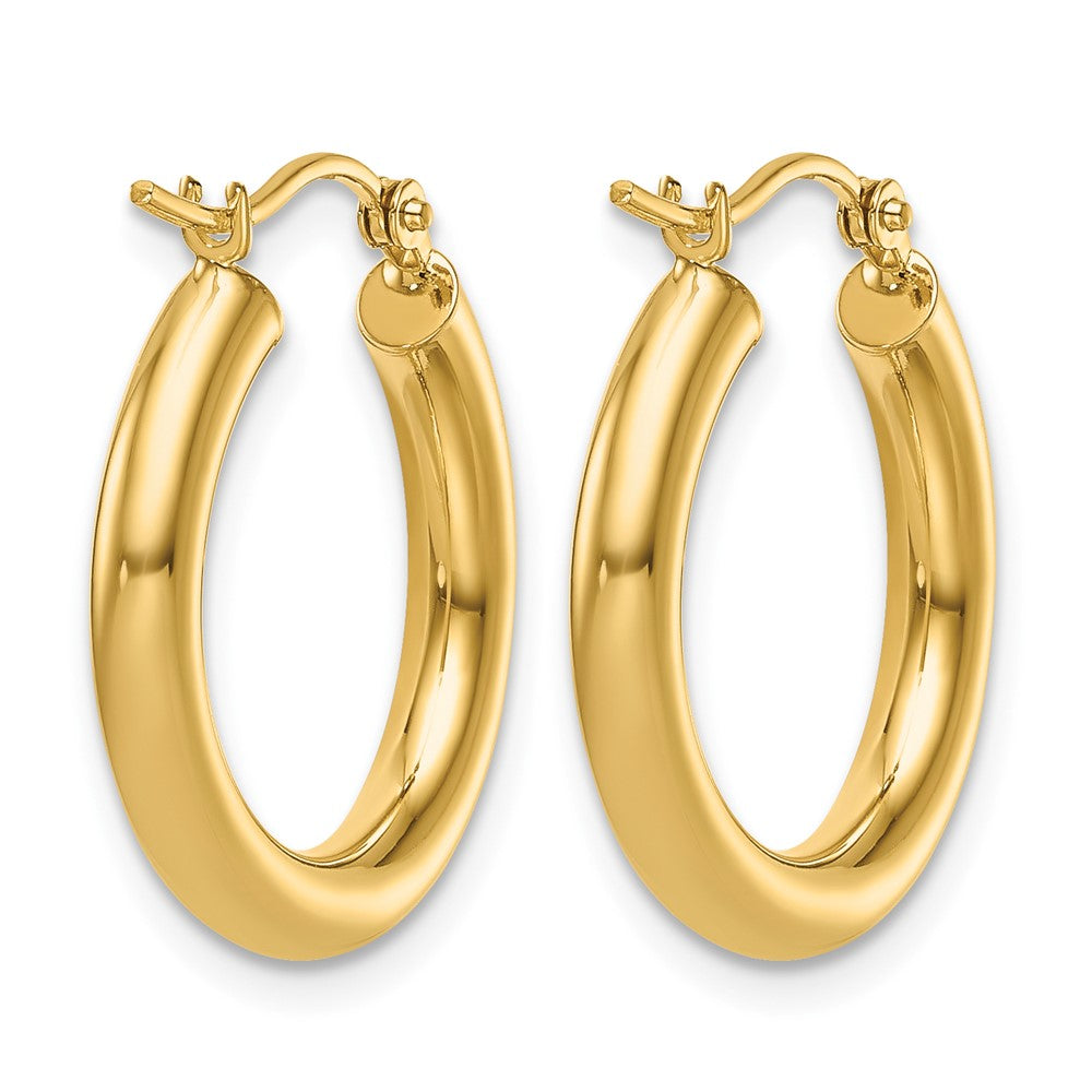 14K Polished 3mm Hoop Earrings