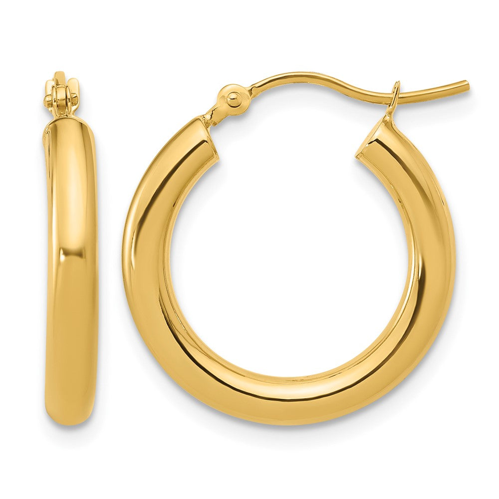 14K Polished 3mm Hoop Earrings