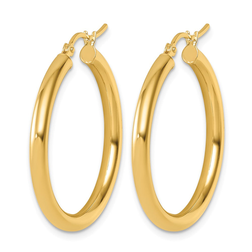 14K Polished 3mm Hoop Earrings