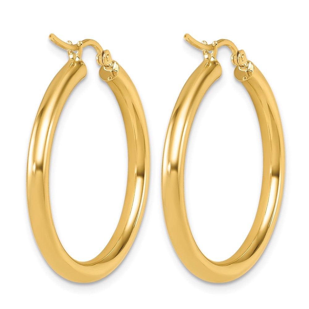 14K Polished 3mm Hoop Earrings