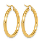 14K Polished 3mm Hoop Earrings