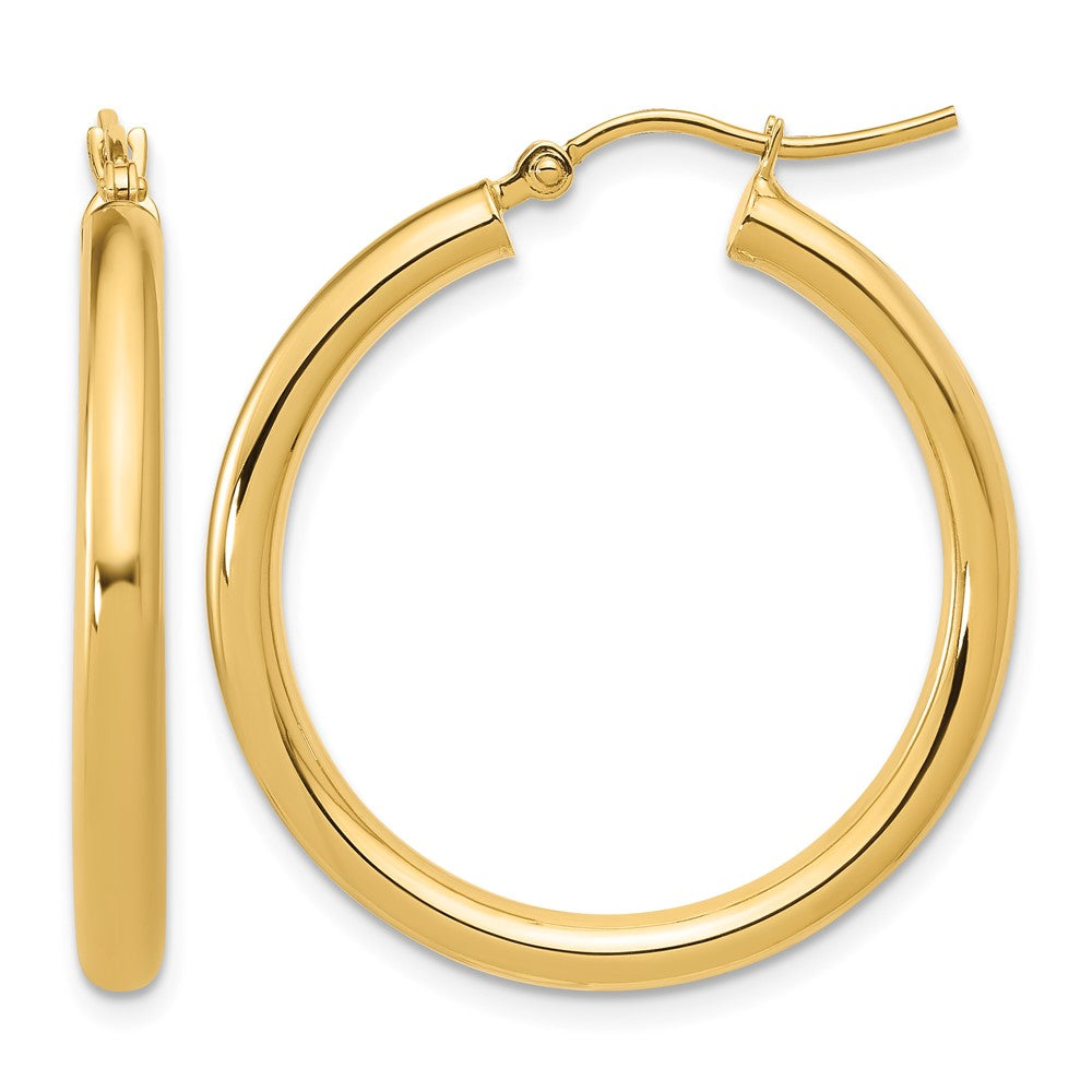 14K Polished 3mm Hoop Earrings