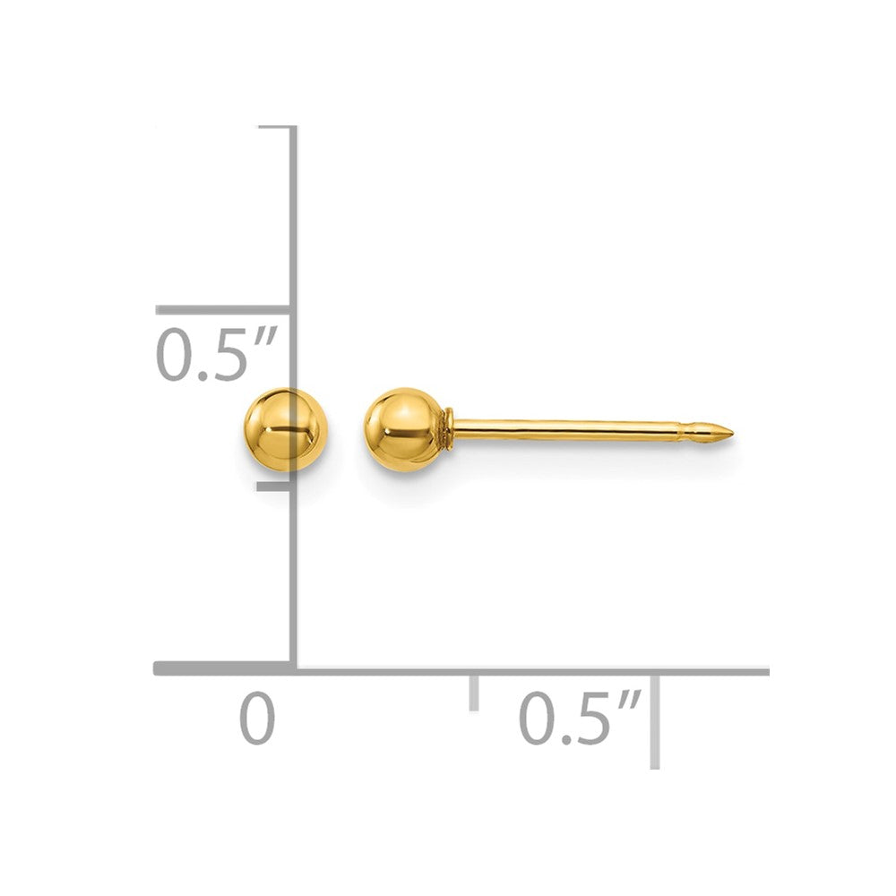 Inverness 18k 3mm Ball Post Piercing Earrings