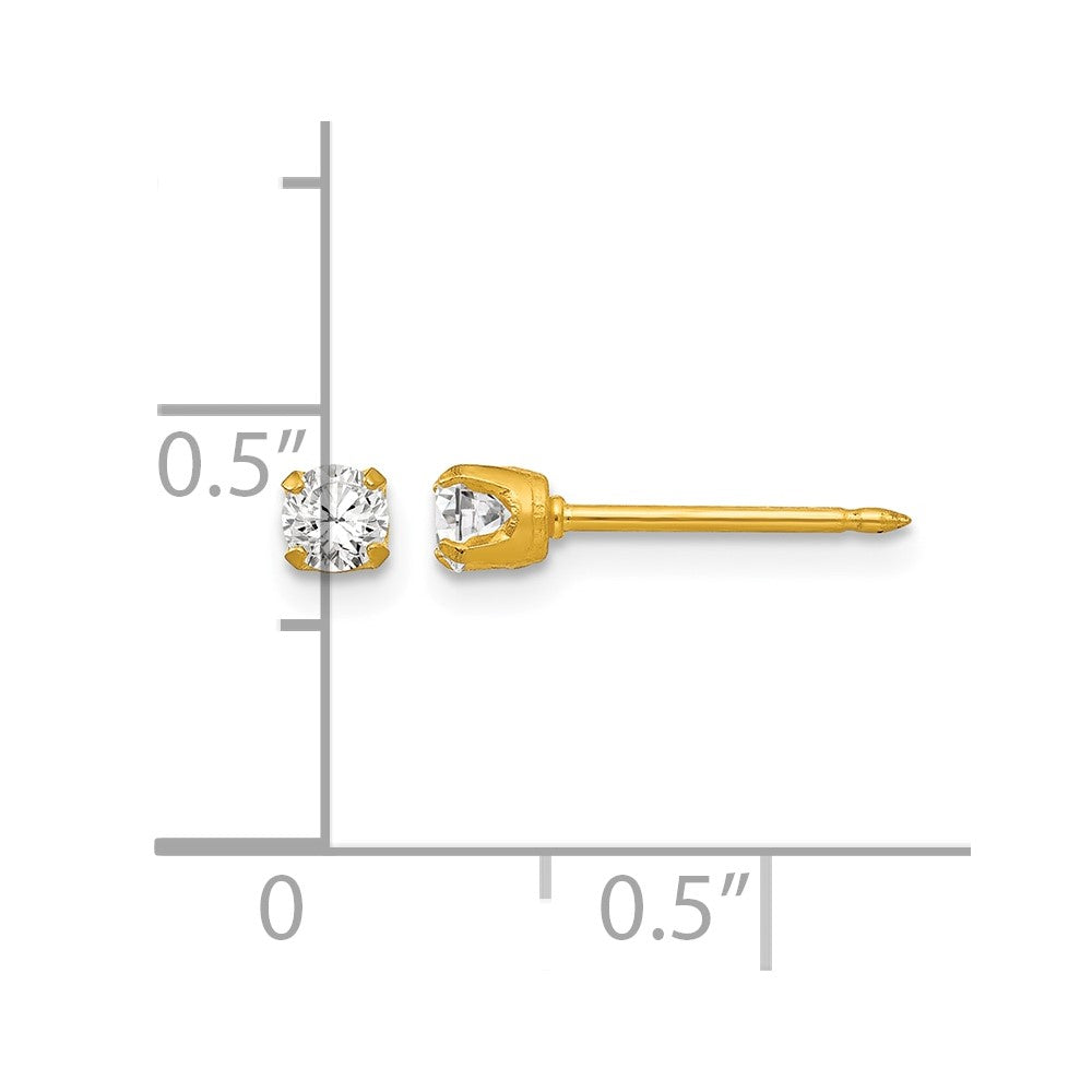 Inverness 18k 3mm CZ Post Piercing Earrings