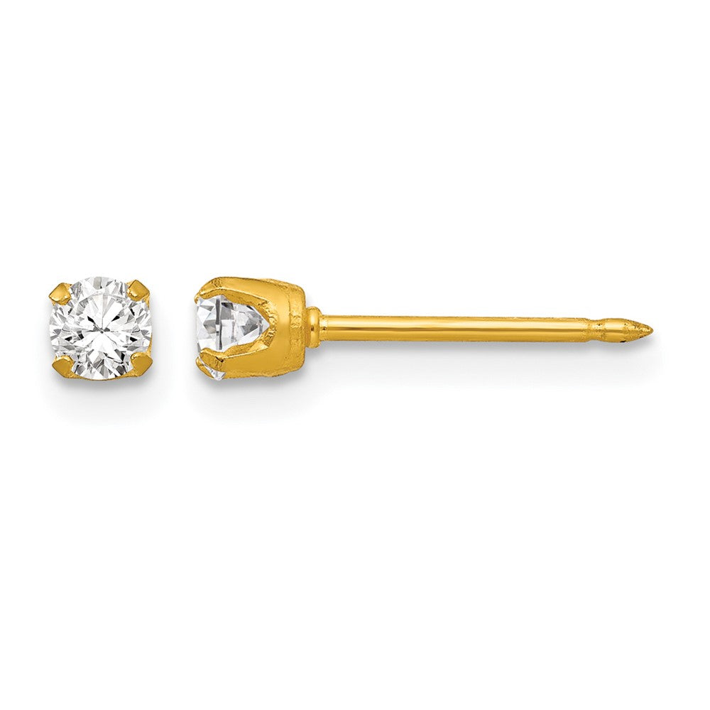 Inverness 18k 3mm CZ Post Piercing Earrings