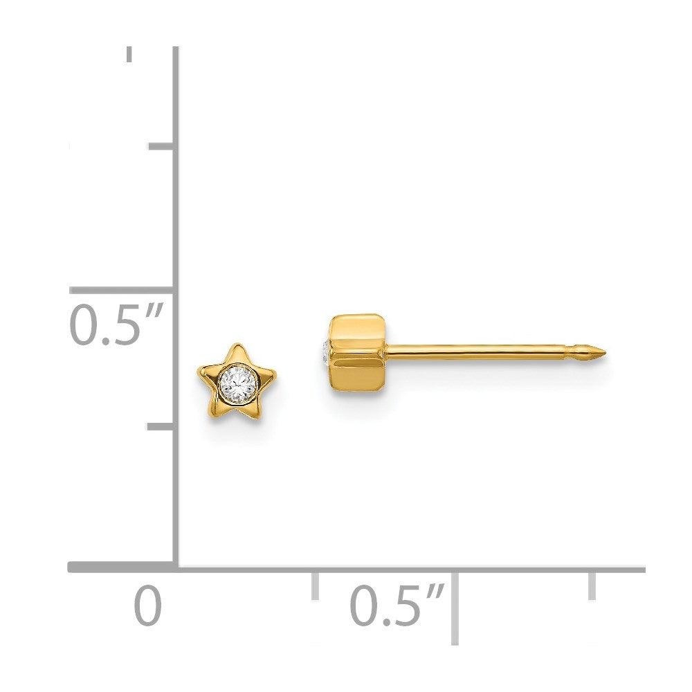 Inverness Stainless Steel 24K Gold-plated Star with Crystal Post Piercing Earrings