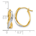 14K with Rhodium Polished Bypass Hoop Earrings