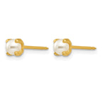 Inverness 18k 4mm Prong Simulated Pearl Post Piercing Earrings