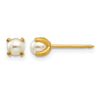 Inverness 18k 4mm Prong Simulated Pearl Post Piercing Earrings