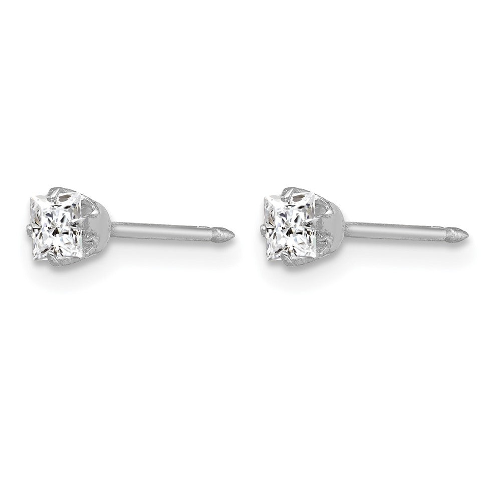 Inverness 18k White Gold 3mm Square CZ Post Piercing Earrings