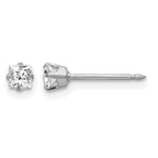 Inverness 18k White Gold 3mm Square CZ Post Piercing Earrings