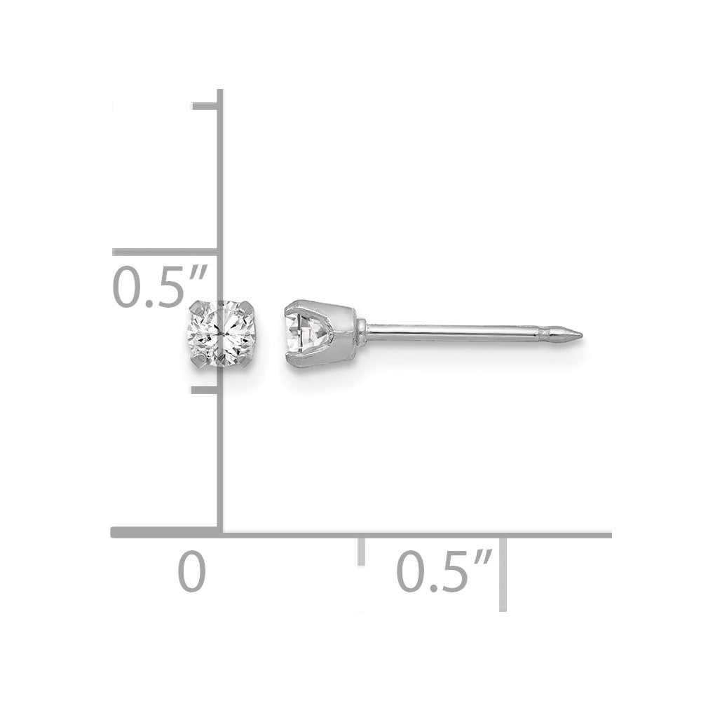 Inverness 18k White Gold 3mm CZ Post Piercing Earrings