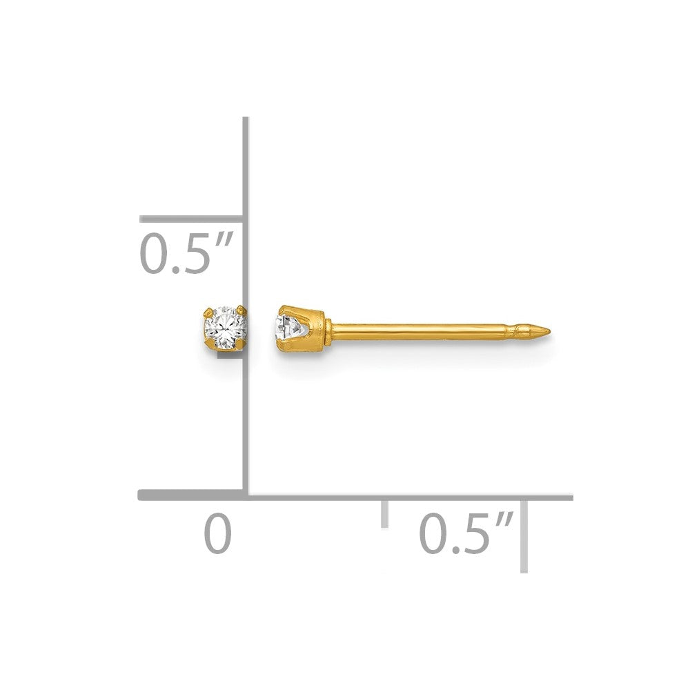Inverness 18k 2mm CZ Post Piercing Earrings