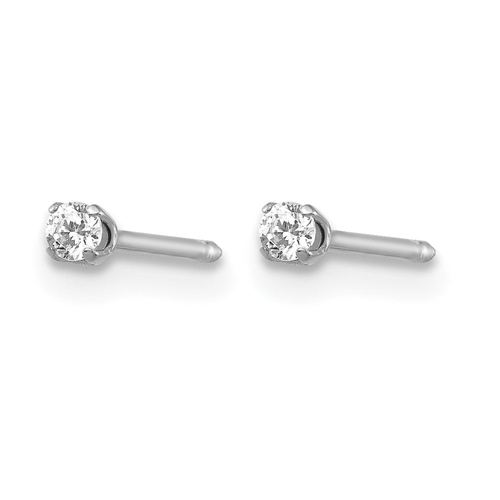Inverness 18k White Gold 2mm CZ Post Piercing Earrings