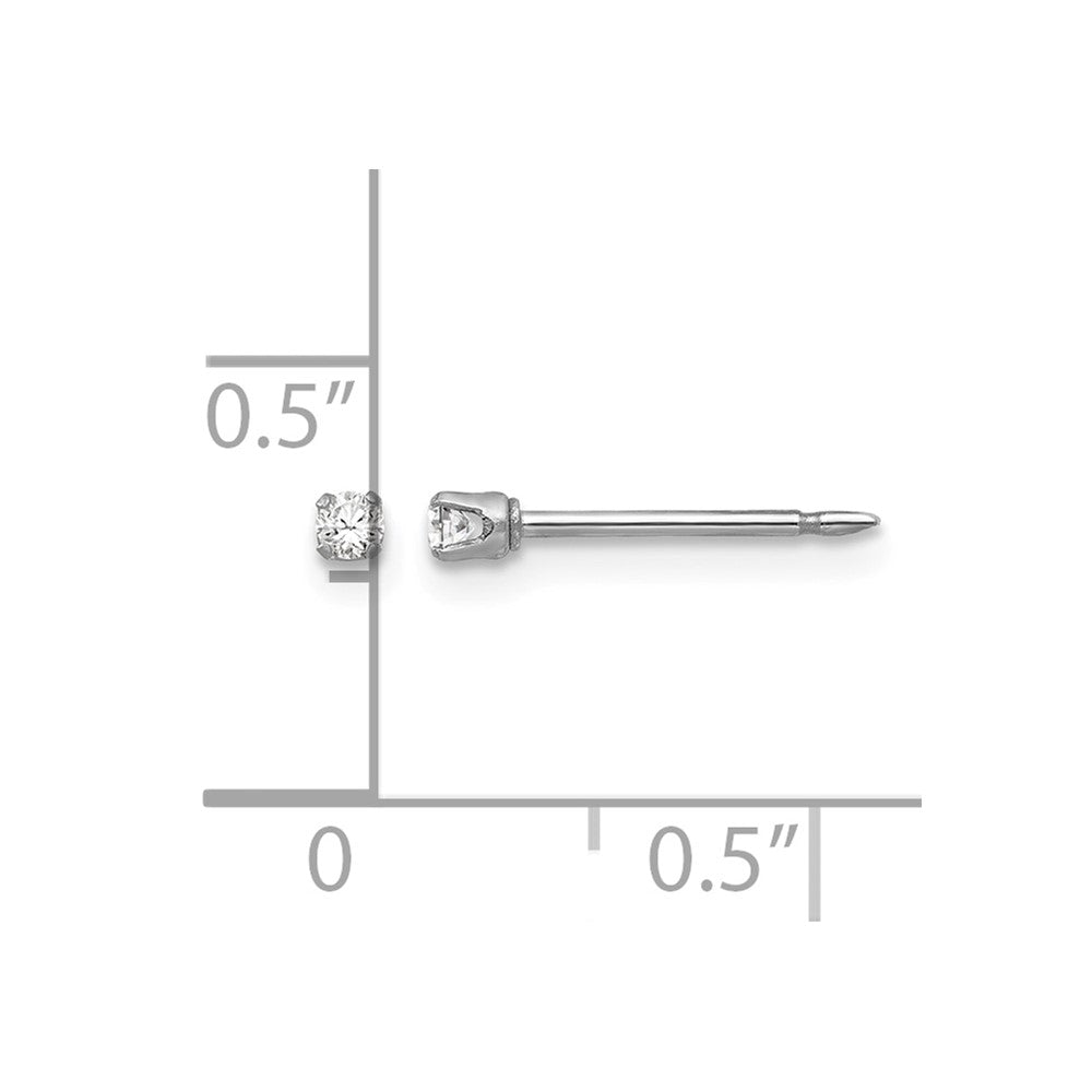 Inverness 18k White Gold 2mm CZ Post Piercing Earrings