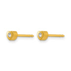 Inverness Stainless Steel 24K Gold-plated Heart with Crystal Post Piercing Earrings