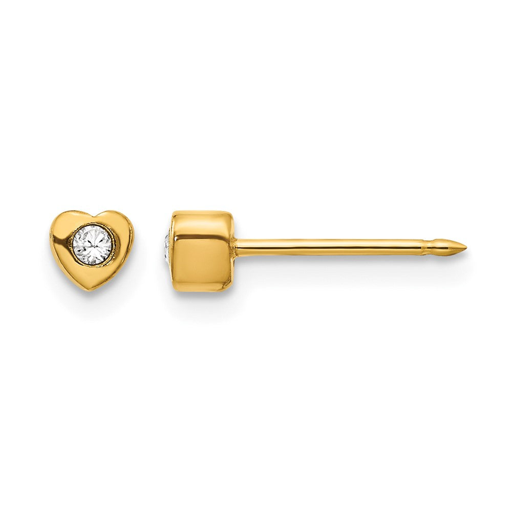 Inverness Stainless Steel 24K Gold-plated Heart with Crystal Post Piercing Earrings