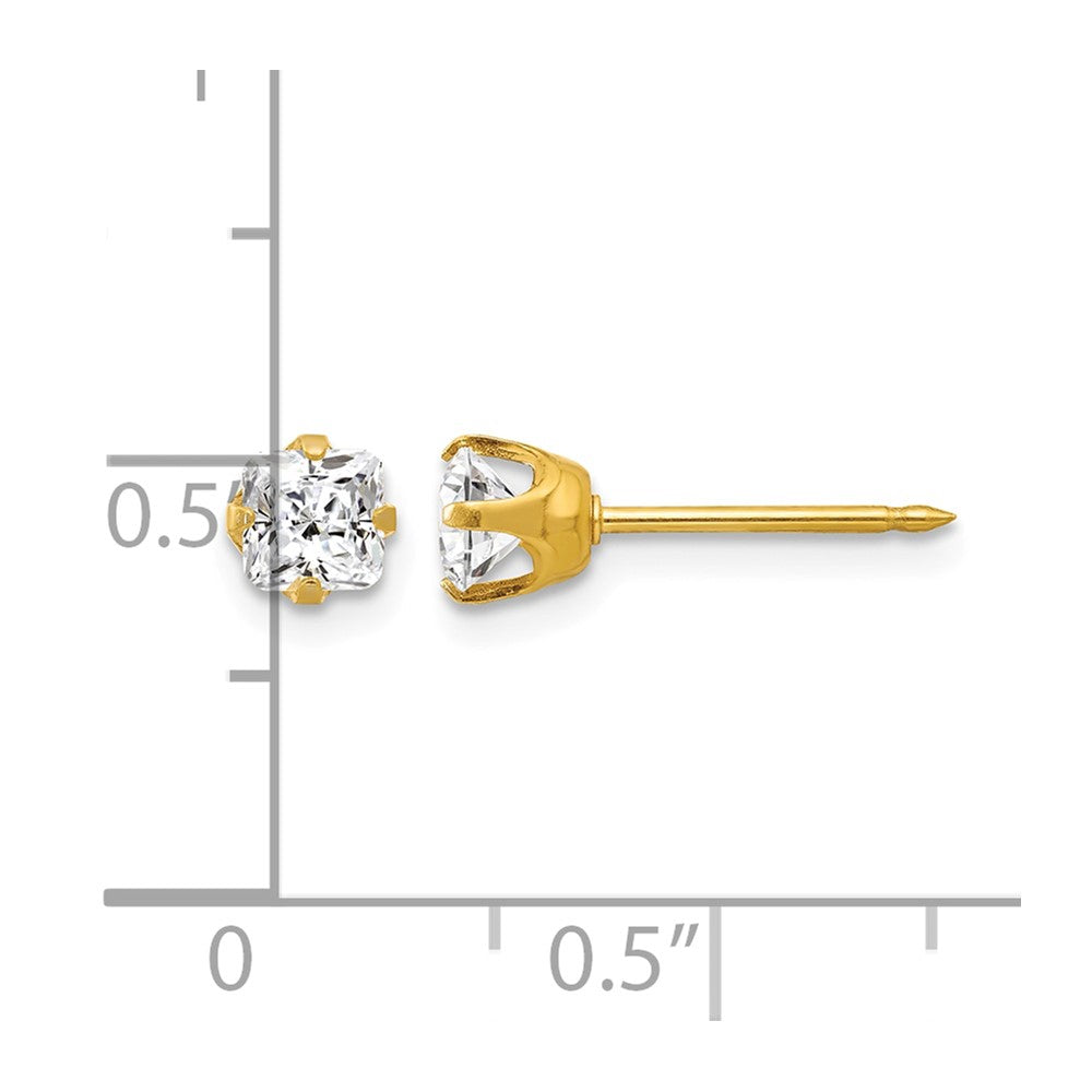Inverness 14k 5mm Square Princess CZ Post Piercing Earrings
