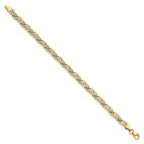 14K with Rhodium Polished and Diamond-cut 7 inch Bracelet