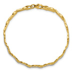 14K with Rhodium Polished and Diamond-cut 7 inch Bracelet