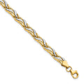 14K with Rhodium Polished and Diamond-cut 7 inch Bracelet