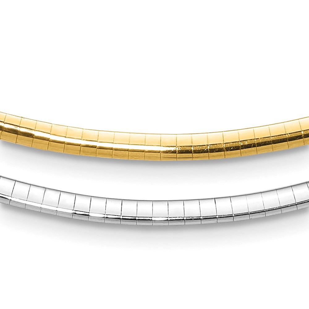 14K Polished 3mm Two-tone Reversible Omega Necklace