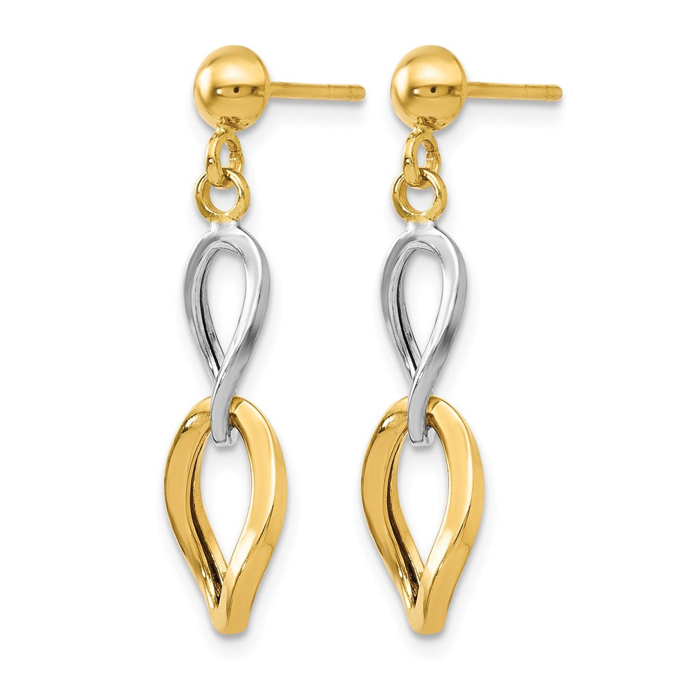 14K Two-tone Polished Post Dangle Earrings