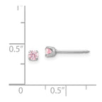 Inverness 14k White Gold 3mm Pink CZ Piercing Earrings