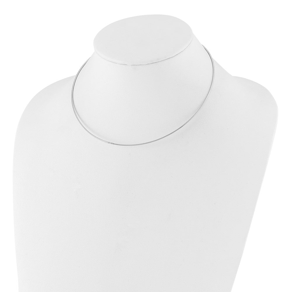 14K White Gold Polished 1.2mm Detachable Clasp Omega Necklace