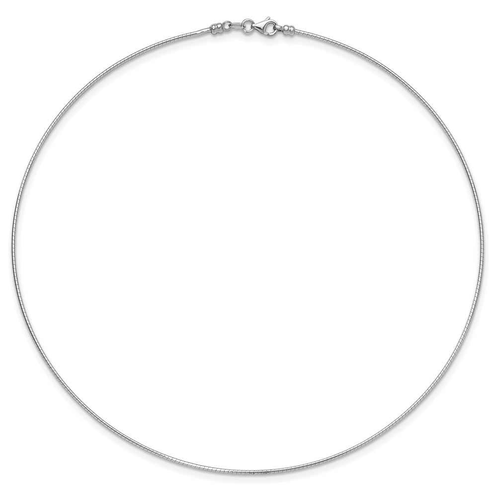 14K White Gold Polished 1.2mm Detachable Clasp Omega Necklace