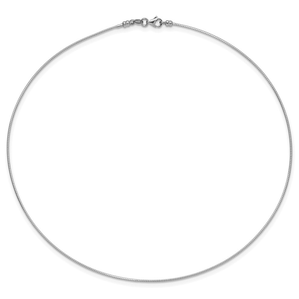 14K White Gold Polished 1MM Round Detachable clasp Omega Necklace