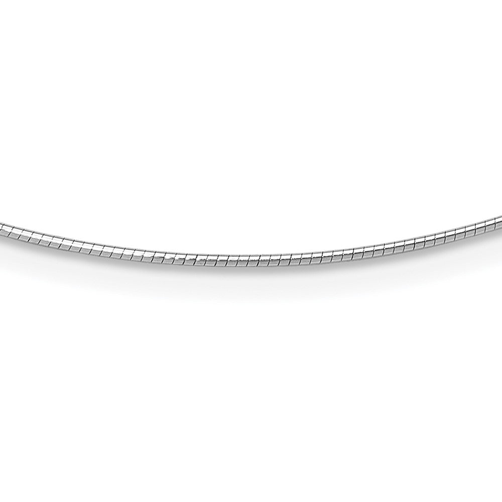 14K White Gold Polished 1MM Round Detachable clasp Omega Necklace
