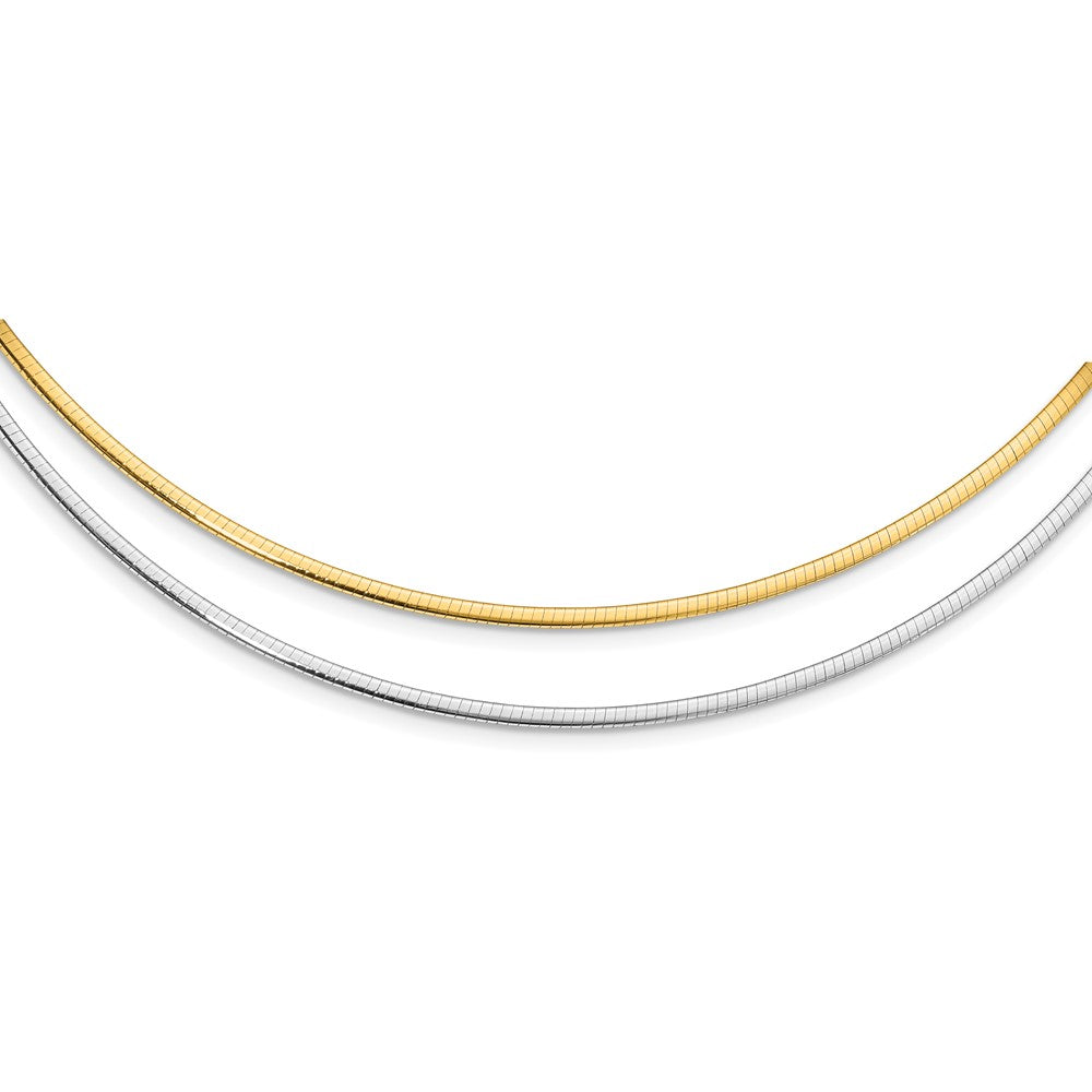 14K Two-Tone Polished 2mm Reversible w/Adj. Chain Omega Necklace