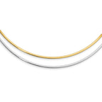 14K Two-Tone Polished 2mm Reversible w/Adj. Chain Omega Necklace