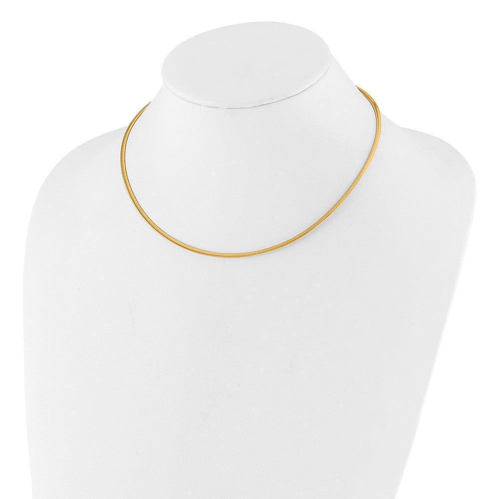 14K Two-Tone Polished 2mm Reversible w/Adj. Chain Omega Necklace
