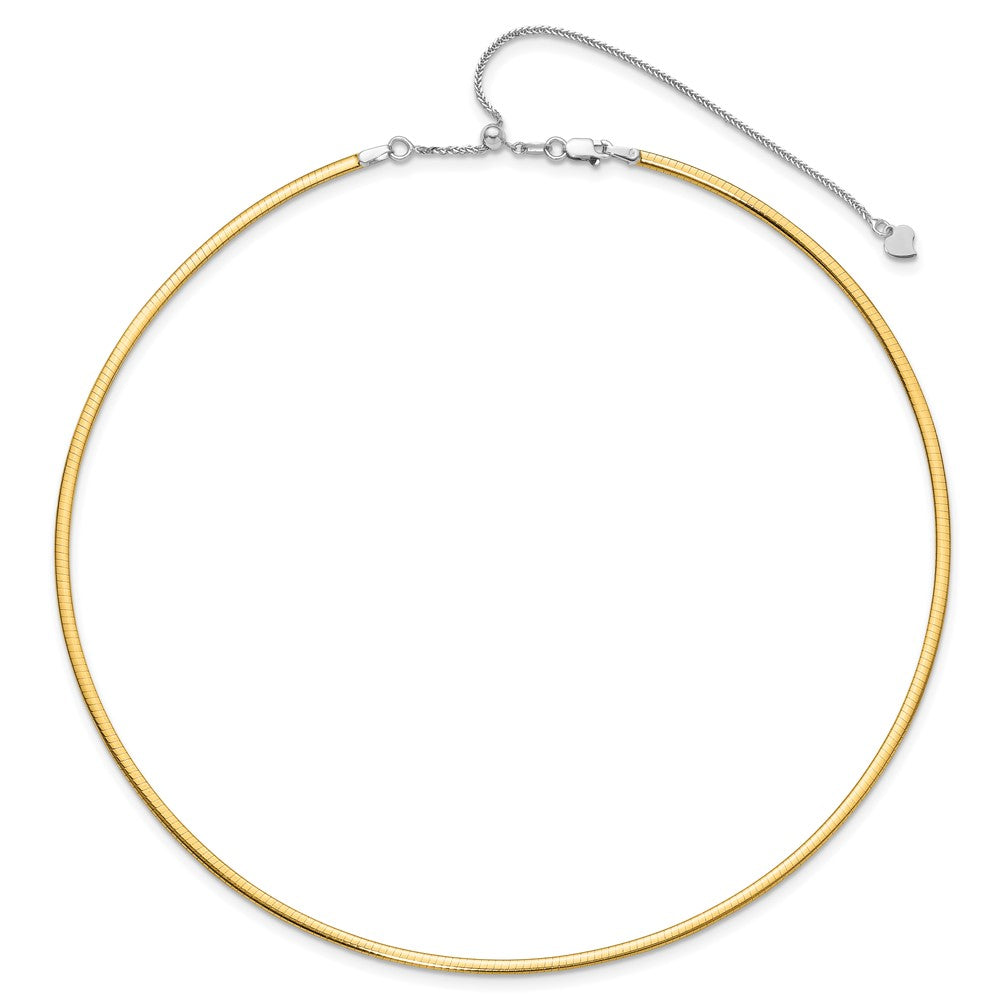 14K Two-Tone Polished 2mm Reversible w/Adj. Chain Omega Necklace