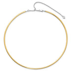 14K Two-Tone Polished 2mm Reversible w/Adj. Chain Omega Necklace