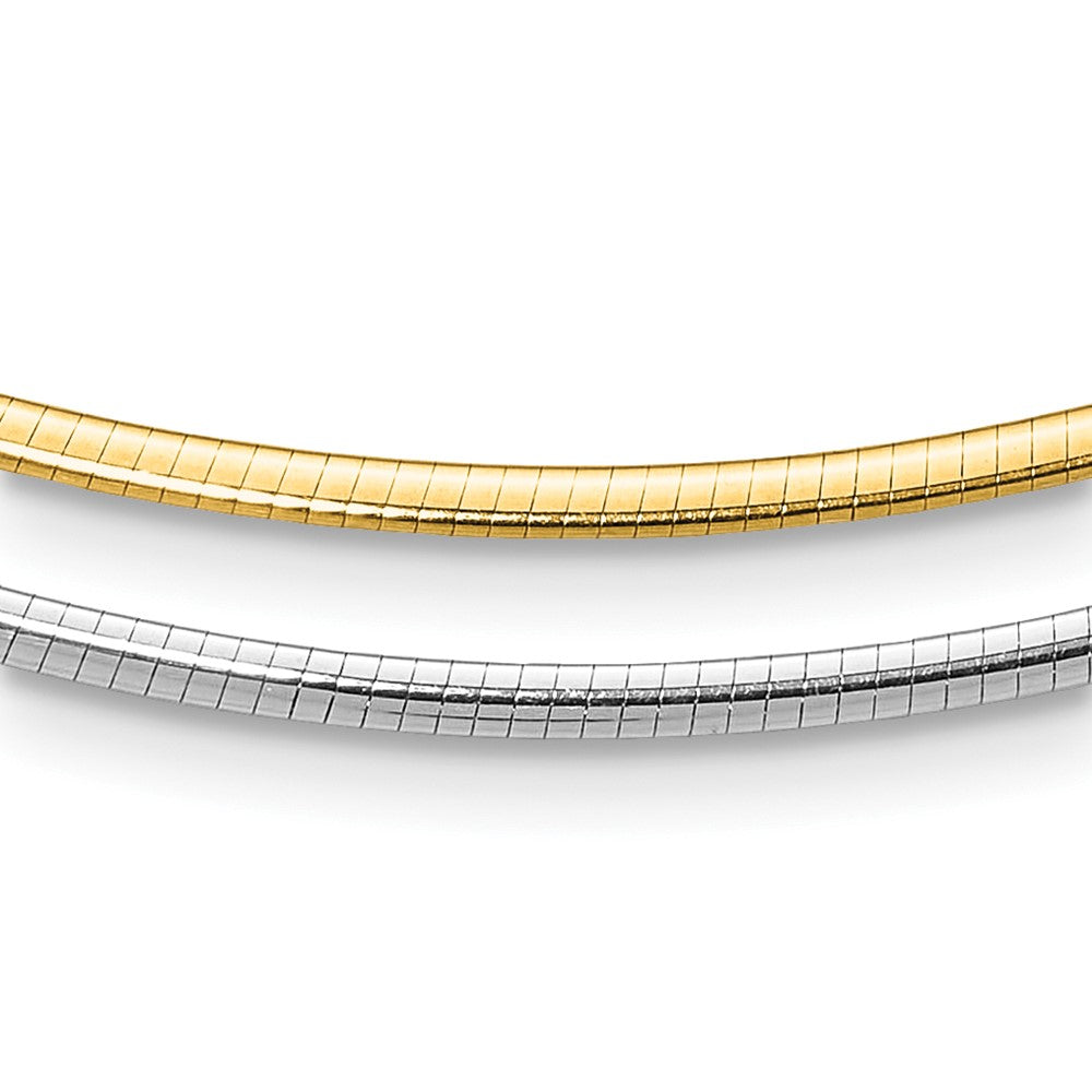 14K Two-Tone Polished 2mm Reversible w/Adj. Chain Omega Necklace