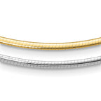 14K Two-Tone Polished 2mm Reversible w/Adj. Chain Omega Necklace