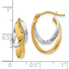 14K with Rhodium Polished Hinged Hoop Earrings