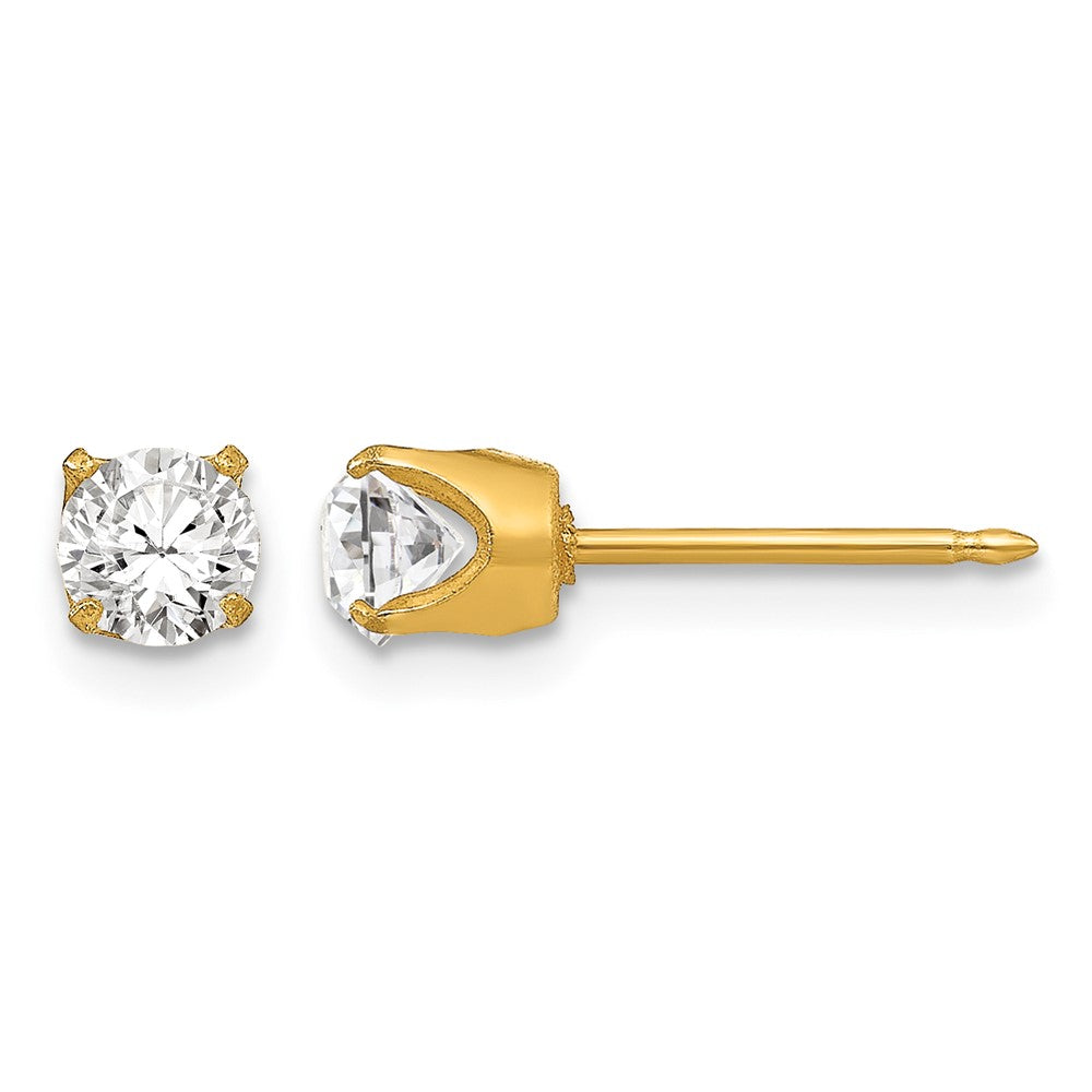 Inverness Stainless Steel 24K Gold-plated 5mm Austrian Crystal Post Piercing Earrings