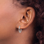 14K White Gold Polished Hoop Earrings
