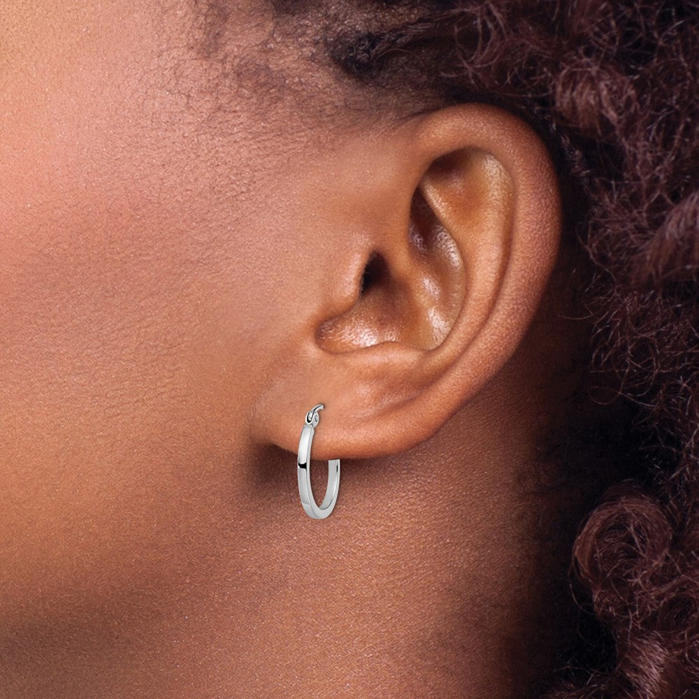 14K White Gold Polished Hoop Earrings
