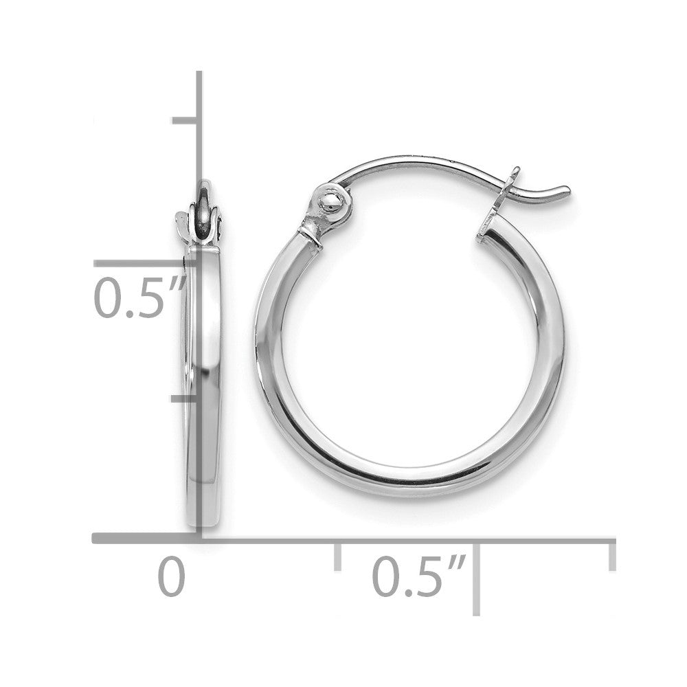 14K White Gold Polished Hoop Earrings