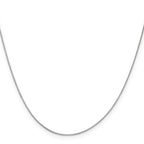 14K White Gold .5mm Baby Box with Lobster Clasp Chain