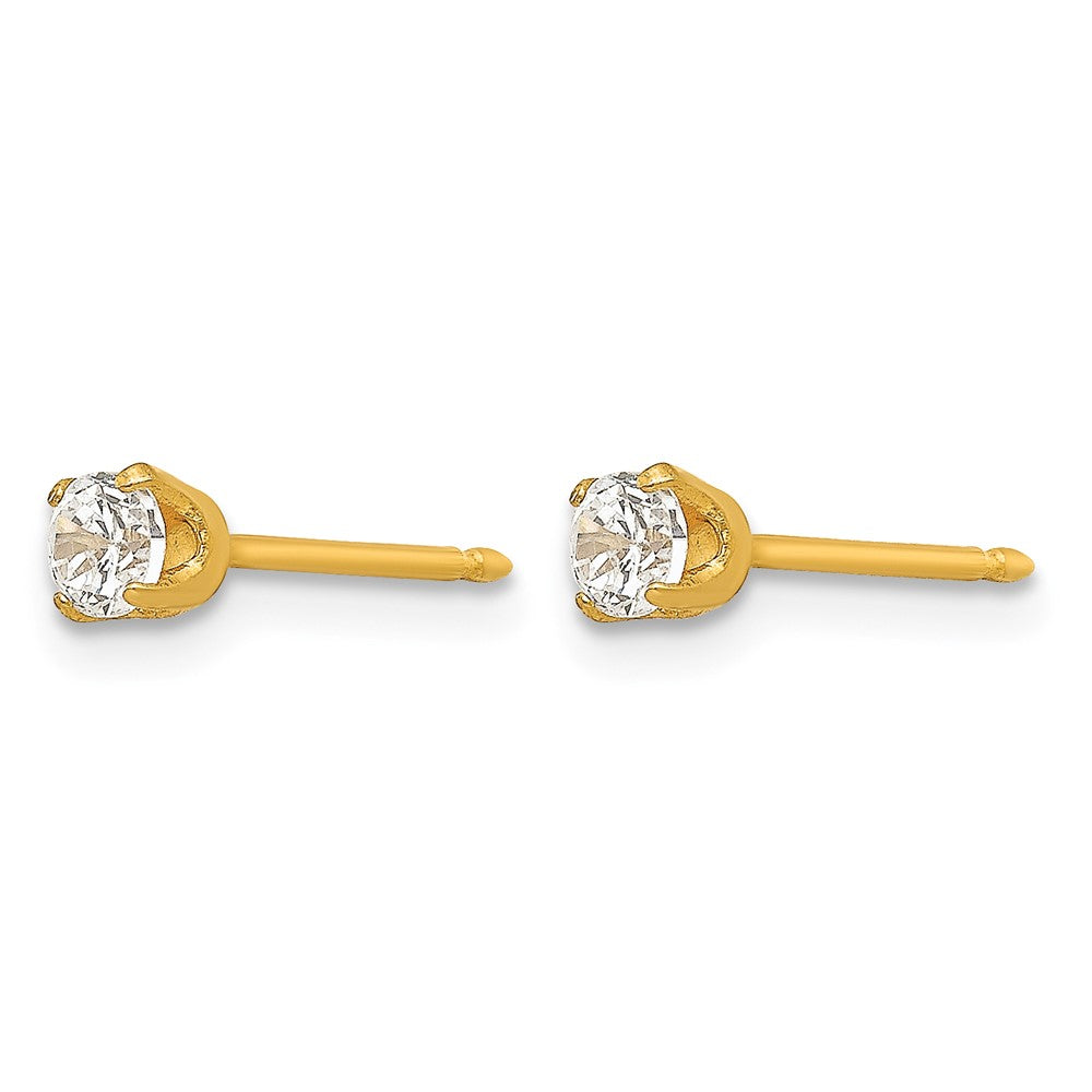 Inverness Stainless Steel 24K Gold-plated 3mm CZ Post Piercing Earrings