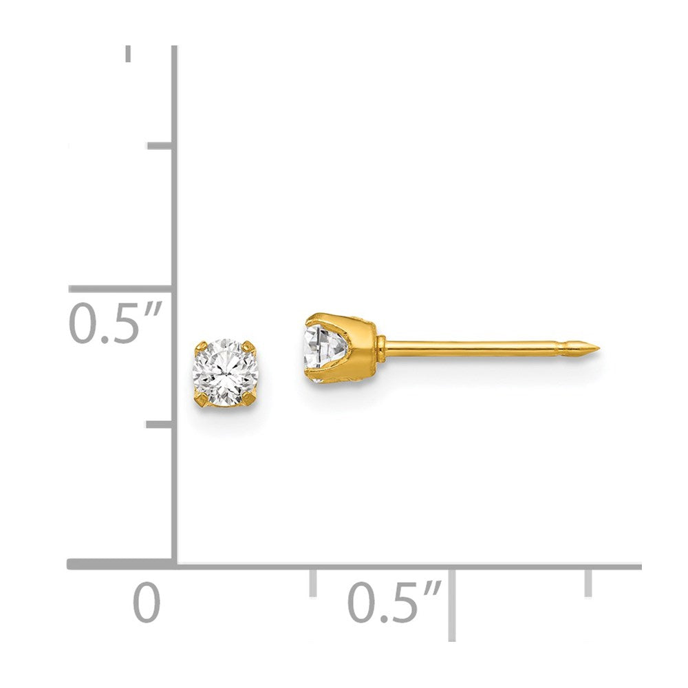 Inverness Stainless Steel 24K Gold-plated 3mm CZ Post Piercing Earrings